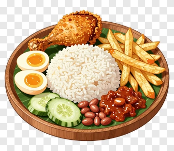 Delicious Plate Of Fried Chicken With Rice And Sides PNG