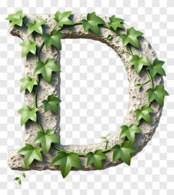 Stone Letter D Covered In Ivy PNG