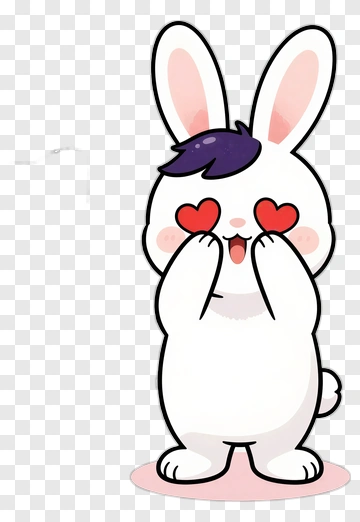 Cartoon Rabbit With Heart Eyes PNG