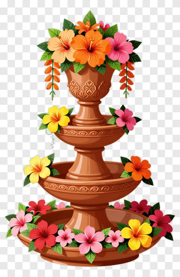 Flower Fountain With Colorful Hibiscus PNG