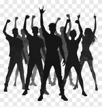 Silhouette Group Of People Celebrating PNG