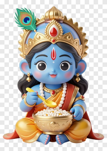 Cartoon Baby Krishna Eating Rice PNG
