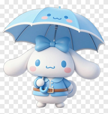 Cartoon Bunny Holding A Blue Umbrella PNG