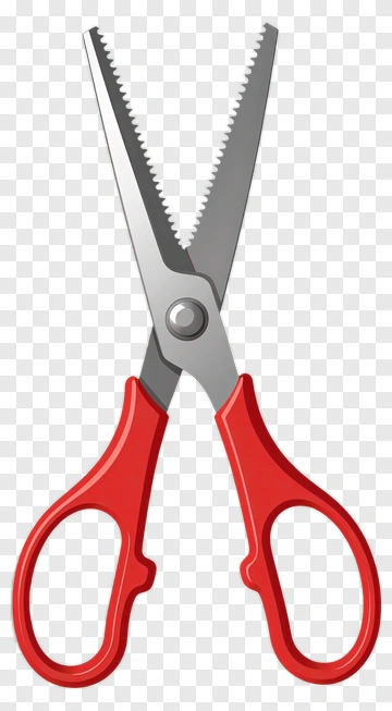 Red Scissors With Serrated Blades PNG