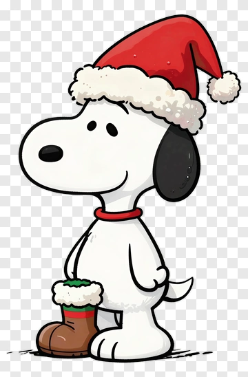 Cartoon Dog Wearing A Santa Hat Holding A Christmas Stocking PNG