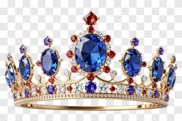 Gold Crown With Blue And Red Gems PNG