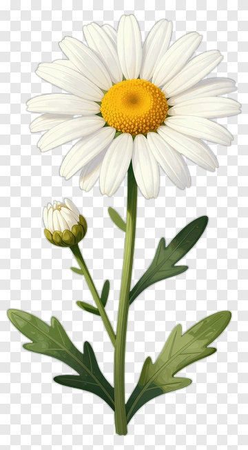 White Daisy Flower With Bud PNG