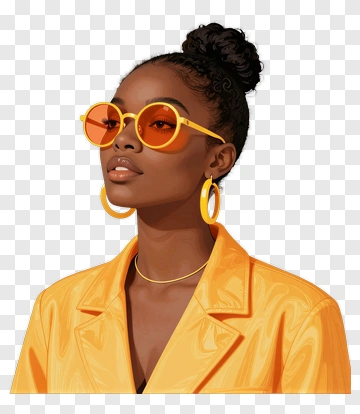 Stylish Woman Wearing Orange Sunglasses PNG
