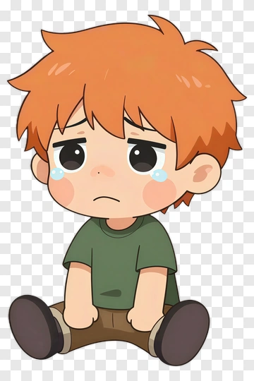 Sad Boy Sitting On The Ground PNG