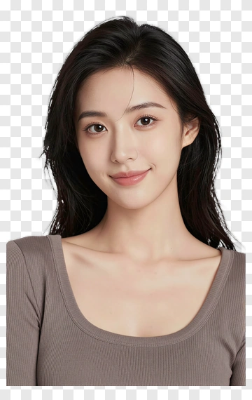 Woman Smiling With Long Dark Hair PNG