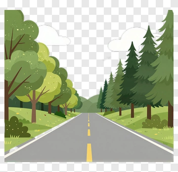 Cartoon Forest Road PNG