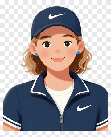 Cartoon Woman Wearing Nike Apparel PNG