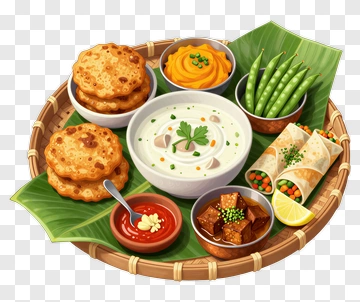 Colorful Indian Food Platter PNG