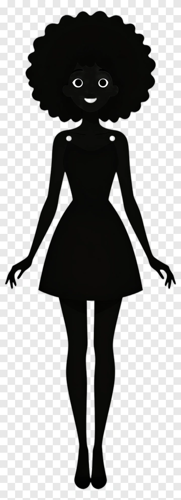 Cartoon Silhouette Of A Woman In A Black Dress PNG
