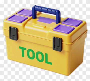 Yellow Tool Box With Purple Lids PNG