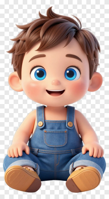 Cartoon Boy Sitting And Smiling PNG