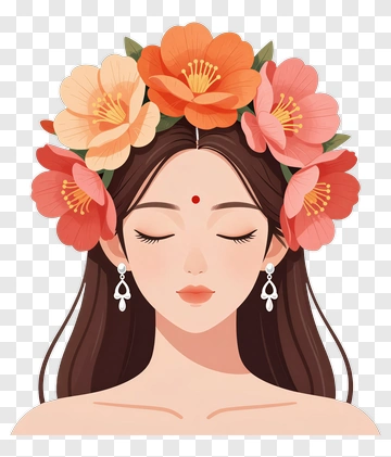 Woman With Flower Crown PNG