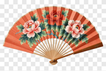 Decorative Floral Hand Fan PNG