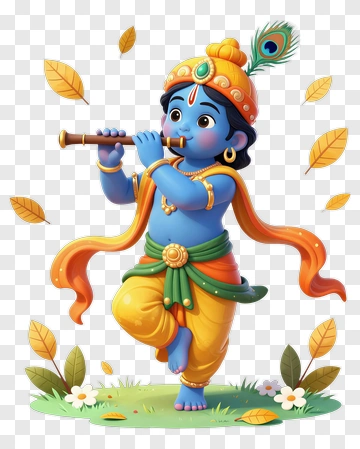 Cartoon Krishna Playing Flute PNG