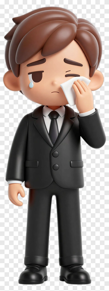 Sad Cartoon Businessman Wiping Tears PNG