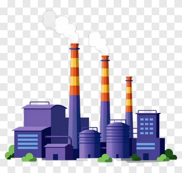 Industrial Power Plant With Smokestacks PNG