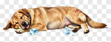 Sleeping Dog With Ice Cubes PNG