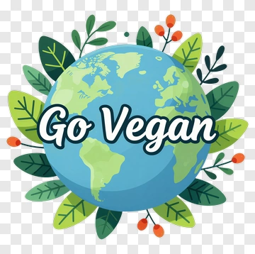 Go Vegan Earth With Green Leaves PNG