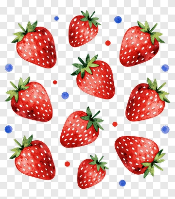 Watercolor Strawberries With Blue Dots PNG