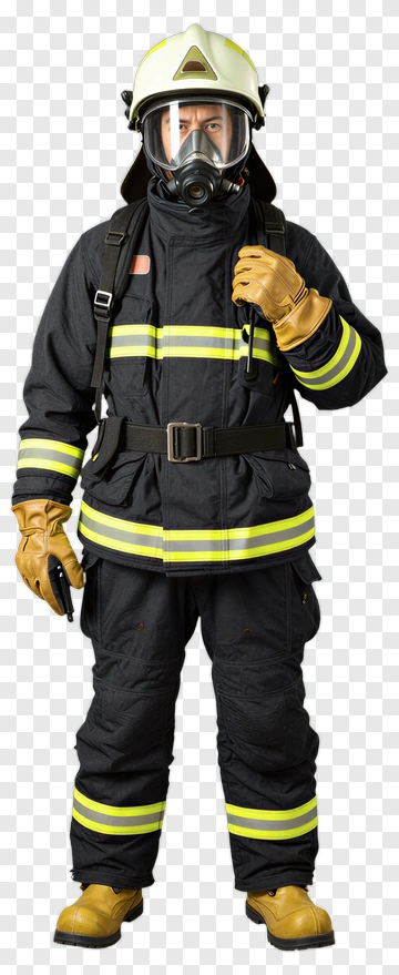 Firefighter In Protective Gear PNG