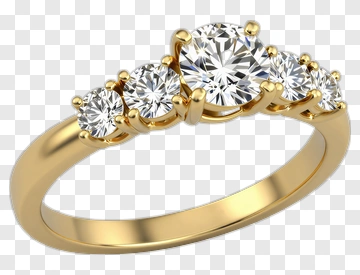 Gold Engagement Ring With Diamonds PNG