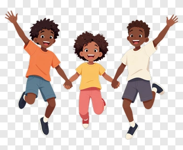 Happy Children Jumping Together PNG