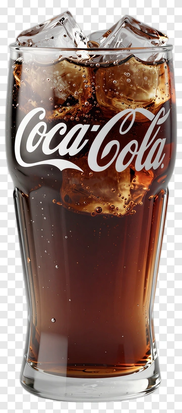 Coca-Cola In A Glass With Ice Cubes PNG