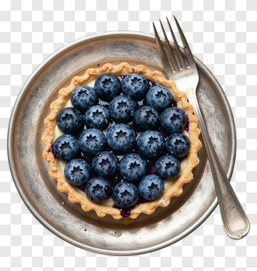 Blueberry Tart On A Silver Plate PNG