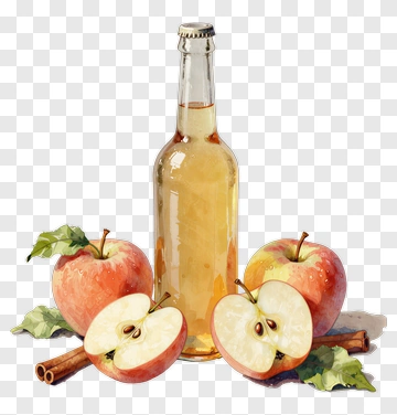 Bottle Of Apple Juice With Fresh Apples And Cinnamon Sticks PNG
