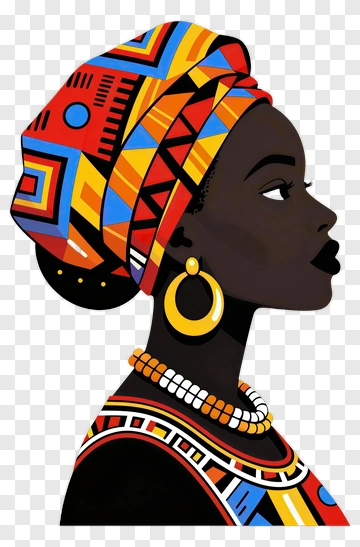 Profile Of A Woman In Colorful African Attire PNG