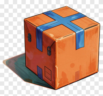 Cartoon Orange Gift Box With Blue Ribbon PNG