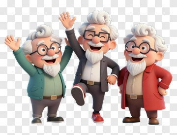 Cartoon Grandfather Group Of Three PNG