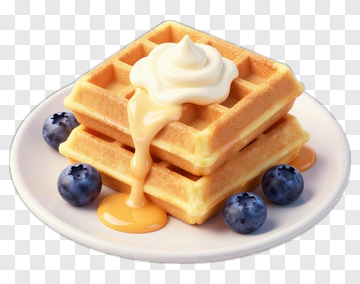 Delicious Waffles With Blueberries And Syrup PNG