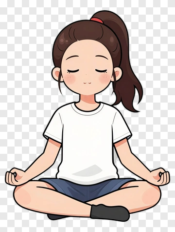 Cartoon Girl Meditating PNG