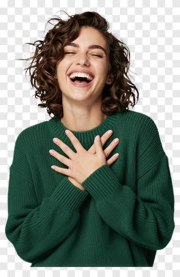 Smiling Woman In Green Sweater PNG