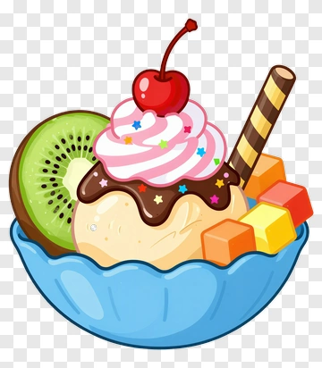 Ice Cream Sundae With Cherry And Kiwi PNG