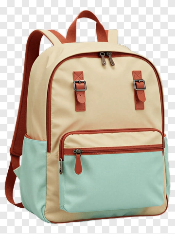 Stylish Backpack With Mint And Beige Design PNG