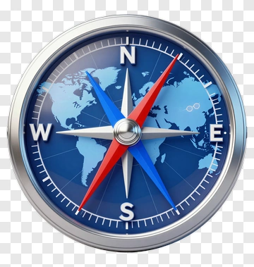 Compass With World Map Background PNG