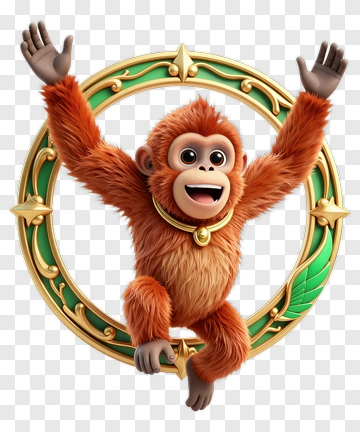 Cartoon Monkey Holding A Golden Ring PNG
