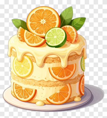 Colorful Cake Topped With Citrus Fruits PNG