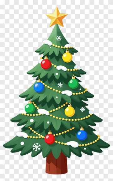 Colorful Christmas Tree With Ornaments And Star PNG