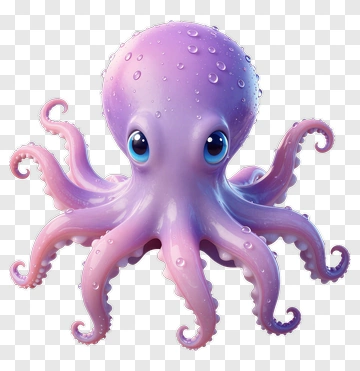 Cartoon Octopus With Big Eyes PNG