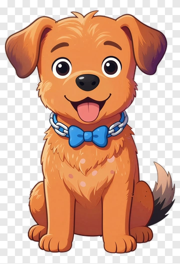 Cartoon Dog With Blue Bow Tie PNG