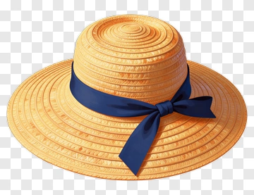 Straw Hat With Blue Ribbon PNG