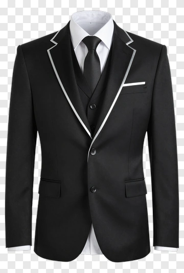 Black Suit With White Trim PNG